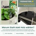 Permasteel Hochbeet Metall mit Rollen für Garten oder Balkon - Pflanzkübel groß außen 57x42x82 cm - Selbstbewässerungssystem, Wasserstandsanzeige und Ablassventil - Für Gemüse, Kräuter oder Blumen - Thumbnail 7