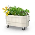 Permasteel Hochbeet Metall mit Rollen für Garten oder Balkon - Pflanzkübel groß außen 57x42x82 cm - Selbstbewässerungssystem, Wasserstandsanzeige und Ablassventil - Für Gemüse, Kräuter oder Blumen - Thumbnail 1
