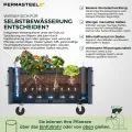 Permasteel Hochbeet Metall mit Rollen für Garten oder Balkon - Pflanzkübel groß außen 57x42x82 cm - Selbstbewässerungssystem, Wasserstandsanzeige und Ablassventil - Für Gemüse, Kräuter oder Blumen - Thumbnail 6