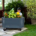 Permasteel Hochbeet Metall mit Rollen für Garten oder Balkon - Pflanzkübel groß außen 57x42x82 cm - Selbstbewässerungssystem, Wasserstandsanzeige und Ablassventil - Für Gemüse, Kräuter oder Blumen - Thumbnail 9