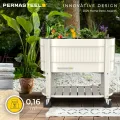 Permasteel Hochbeet Metall mit Rollen für Garten oder Balkon - Pflanzkübel groß außen 101x51x94 cm - Selbstbewässerungssystem, Wasserstandsanzeige und Ablassventil - Für Gemüse, Kräuter oder Blumen - Thumbnail 2