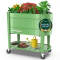Permasteel Hochbeet Metall mit Rollen für Garten oder Balkon - Pflanzkübel groß außen 101x51x94 cm - Selbstbewässerungssystem, Wasserstandsanzeige und Ablassventil - Für Gemüse, Kräuter oder Blumen - Thumbnail 10