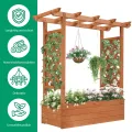 LEADZM pflanzkübel mit rankgitter, Holz Blumenkasten mit rankgitter Ablauflöchern, Hochbeet Balkon für Kletterpflanzen & hängende (Standardausgabe(110 x 45 x 113 cm)) - Thumbnail 5