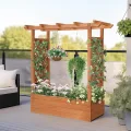 LEADZM pflanzkübel mit rankgitter, Holz Blumenkasten mit rankgitter Ablauflöchern, Hochbeet Balkon für Kletterpflanzen & hängende (Standardausgabe(110 x 45 x 113 cm)) - Thumbnail 6