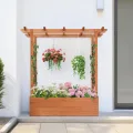 LEADZM pflanzkübel mit rankgitter, Holz Blumenkasten mit rankgitter Ablauflöchern, Hochbeet Balkon für Kletterpflanzen & hängende (Standardausgabe(110 x 45 x 113 cm)) - Thumbnail 7