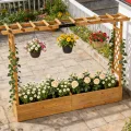 LEADZM pflanzkübel mit rankgitter, Holz Blumenkasten mit rankgitter Ablauflöchern, Hochbeet Balkon für Kletterpflanzen & hängende (Standardausgabe(110 x 45 x 113 cm)) - Thumbnail 9
