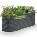 Arebos Hochbeet oval Metall 240x80x78 cm Anthrazit | Gartenbeet verzinkter Stahl rostfrei mit Gummikante 1170 L, Stabil mit Querstreben | Gemüsebeet ideal für den Garten | für Gemüse, Kräuter & Blumen - Thumbnail 10