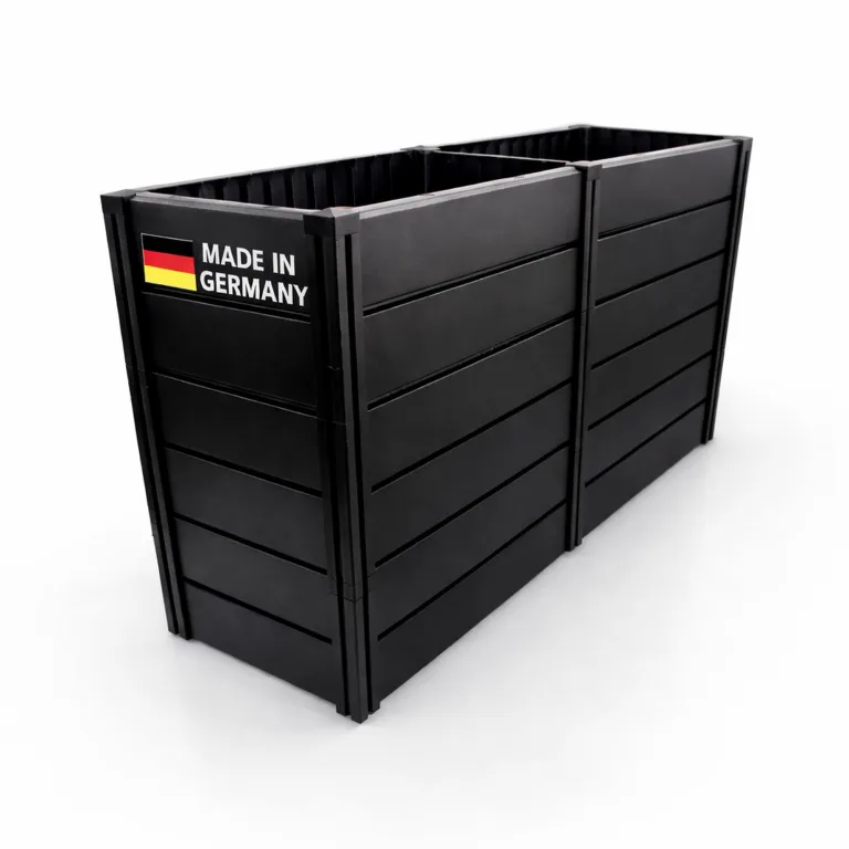 KHW Hochbeet Demeter XXL Schmal | 158×44×92 cm Garten Hochbeet | 588L Pflanzvolumen | 100% recycelter Kunststoff | wetterfest & UV-beständig | werkzeuglose Steckmontage | Anthrazit | Made in Germany – Bild 1