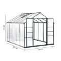 Gewächshaus Aluminium für den Garten |Mit 8 cm dickeres Fundament| 301*238*225 cm | Vielseitig nutzbar als Treibhaus Gartenhaus Winterfest Aufzucht Tomatenhaus Frühbeet Schwarz - Thumbnail 2