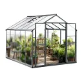 Gewächshaus Aluminium für den Garten |Mit 8 cm dickeres Fundament| 301*238*225 cm | Vielseitig nutzbar als Treibhaus Gartenhaus Winterfest Aufzucht Tomatenhaus Frühbeet Schwarz - Thumbnail 3