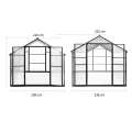 Gewächshaus Aluminium für den Garten |Mit 8 cm dickeres Fundament| 301*238*225 cm | Vielseitig nutzbar als Treibhaus Gartenhaus Winterfest Aufzucht Tomatenhaus Frühbeet Schwarz - Thumbnail 4
