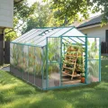 Gewächshaus Aluminium für den Garten |Mit 8 cm dickeres Fundament| 301*238*225 cm | Vielseitig nutzbar als Treibhaus Gartenhaus Winterfest Aufzucht Tomatenhaus Frühbeet Schwarz - Thumbnail 8