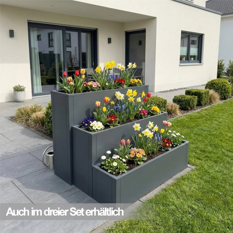 Metzler Hochbeet S für den Garten | kompakte Größe | Pulverbeschichteter Stahl in Anthrazit RAL 7016 | Witterungsbeständiges Metall-Gartenbeet, Pflanzenbeet, Blumenhochbeet | 25 x 100 x 27 cm – Bild 6