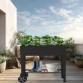 Hochbeet Metall mit Rädern und Ablage 108 x51x80cm, Blumenkasten Frühbeet Kräuterbeet Pflanzenbeet, Gemüsebeet Gartenbeet Blumenkübel für Balkon，Garten，Anthrazit - Thumbnail 9