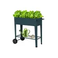 Hochbeet Metall mit Rädern und Ablage 108 x51x80cm, Blumenkasten Frühbeet Kräuterbeet Pflanzenbeet, Gemüsebeet Gartenbeet Blumenkübel für Balkon，Garten，Anthrazit - Thumbnail 10