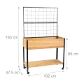 Relaxdays Hochbeet mit Rankgitter, Ablagefach, Rollen, HxBxT 165x102x47,5 cm, Holz, Stahl, Tischbeet, Natur/schwarz - Thumbnail 4