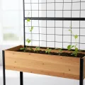 Relaxdays Hochbeet mit Rankgitter, Ablagefach, Rollen, HxBxT 165x102x47,5 cm, Holz, Stahl, Tischbeet, Natur/schwarz - Thumbnail 8