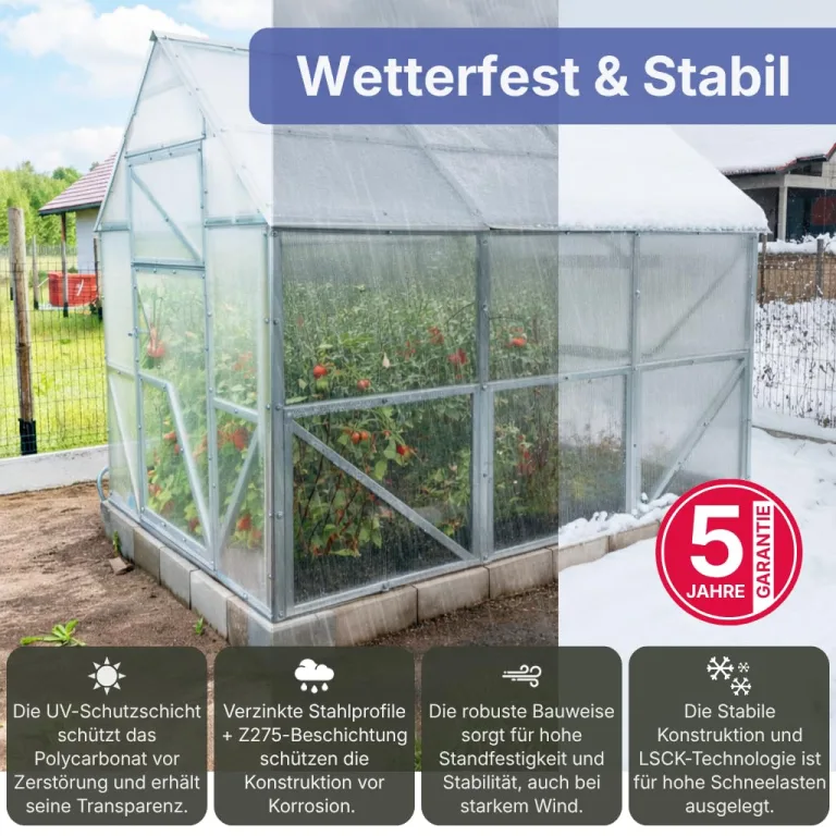 Gewächshaus Smart aus Stahl 200x300x220cm | UV-beständige 6 mm Hohlkammerplatten | Winterfestes Tomatenhaus & Treibhaus für Garten – Bild 2