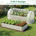 COSTWAY 3 in 1 Gewächshaus mit Hochbeet, Metall Pflanzkasten, PVC-Folie, Blumenbeet mit Zwei Fenstern, Rechteckiges Frühbeet für Blumen, Kräuter im Garten, Terrasse und Balkon (202 x 101 x 81 cm) - Thumbnail 4