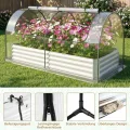 COSTWAY 3 in 1 Gewächshaus mit Hochbeet, Metall Pflanzkasten, PVC-Folie, Blumenbeet mit Zwei Fenstern, Rechteckiges Frühbeet für Blumen, Kräuter im Garten, Terrasse und Balkon (202 x 101 x 81 cm) - Thumbnail 9