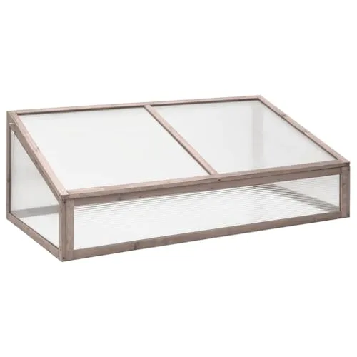 ACAGALA Gewächshaus 110x56x39 cm, Frühbeet aus Massives Tannenholz und PC-Platte, Hochbeet Kasten Mini Gewächshaus Frühbeetkasten für Pflanzen im Frühjahr, Klappdeckels, Grau – Bild 8