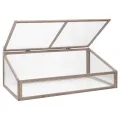 ACAGALA Gewächshaus 110x56x39 cm, Frühbeet aus Massives Tannenholz und PC-Platte, Hochbeet Kasten Mini Gewächshaus Frühbeetkasten für Pflanzen im Frühjahr, Klappdeckels, Grau - Thumbnail 10