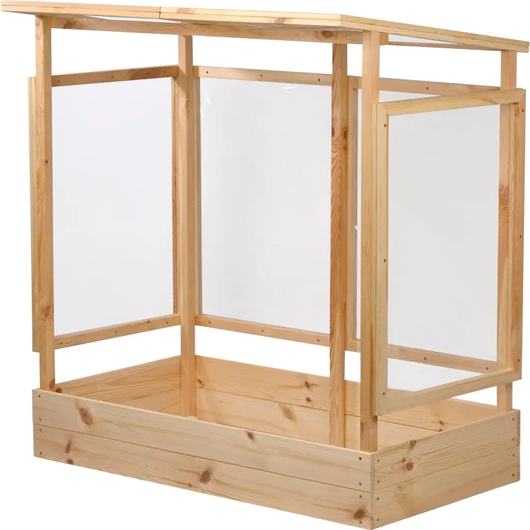 dobar® Tomatenhaus aus Holz mit PVC-Schutzscheiben kleines Gewächshaus für Tomaten, Gurken & Gemüse im Gartenbeet Pflanzenhaus mit Rankhilfe für geschützten Gemüseanbau 116 x 71 x 120 cm – Bild 1