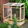 dobar® Tomatenhaus aus Holz mit PVC-Schutzscheiben kleines Gewächshaus für Tomaten, Gurken & Gemüse im Gartenbeet Pflanzenhaus mit Rankhilfe für geschützten Gemüseanbau 116 x 71 x 120 cm - Thumbnail 7