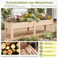 COSTWAY Hochbeet Holz, Pflanzbeet für Kinder, 240 x 43,5 x 51,5 cm, 2 Pflanzbereichen, Blumenkübel mit Ablauflöchern, Kräuterbeet rechteckig, Anzuchtbeet Gartenbeet, Garten Terrasse Balkon, Natur - Thumbnail 3
