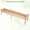 COSTWAY Hochbeet Holz, Pflanzbeet für Kinder, 240 x 43,5 x 51,5 cm, 2 Pflanzbereichen, Blumenkübel mit Ablauflöchern, Kräuterbeet rechteckig, Anzuchtbeet Gartenbeet, Garten Terrasse Balkon, Natur - Thumbnail 6