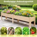 COSTWAY Hochbeet Holz, Pflanzbeet für Kinder, 240 x 43,5 x 51,5 cm, 2 Pflanzbereichen, Blumenkübel mit Ablauflöchern, Kräuterbeet rechteckig, Anzuchtbeet Gartenbeet, Garten Terrasse Balkon, Natur - Thumbnail 7