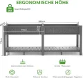 Hochbeet 183x44x73cm, Wetterfestes Pflanzkübel Außen mit Ablagefach, 6 Haken & 2 Vlieseinlagen, Für Gemüse Blumen Kräuter, Garten Balkon Terrasse (2 Stücke Grau) - Thumbnail 3