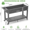 Hochbeet 120x44x70cm, Metall Hochbeet mit Rollen & Griff, 3 Haken & Vlieseinlage, Für Gemüse Blumen Kräuter, Garten Balkon Terrasse （2 Stück Grau） - Thumbnail 3