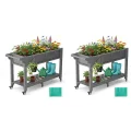Hochbeet 120x44x70cm, Metall Hochbeet mit Rollen & Griff, 3 Haken & Vlieseinlage, Für Gemüse Blumen Kräuter, Garten Balkon Terrasse （2 Stück Grau） - Thumbnail 1