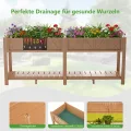 Hochbeet 183x44x73cm, Wetterfestes Pflanzkübel Außen mit Ablagefach, 6 Haken & 2 Vlieseinlagen, Für Gemüse Blumen Kräuter, Garten Balkon Terrasse (2 Stücke Teak Optik) - Thumbnail 5