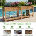 Hochbeet 183x44x73cm, Wetterfestes Pflanzkübel Außen mit Ablagefach, 6 Haken & 2 Vlieseinlagen, Für Gemüse Blumen Kräuter, Garten Balkon Terrasse (2 Stücke Teak Optik) - Thumbnail 7