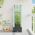 Hochbeet mit Gewächshaus Aufsatz 40x40x139 cm Rattan Optik für Tomaten Gemüse Kräuter, Stabiles PP Beet mit Eisenrahmen & Wasserdichter PE Abdeckung für Garten Balkon Terrasse - Thumbnail 3