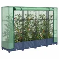 Hochbeet mit Gewächshausabdeckung 160x40x123 cm Rattanoptik für Garten und Balkon, Stabiles PP Beet mit Eisenrahmen wasserdichter PE Abdeckung zum Schutz von Gemüse und Pflanzen - Thumbnail 1