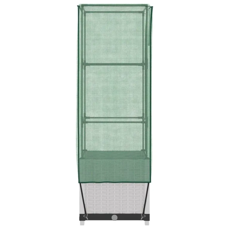 Hochbeet mit Gewächshaus Aufsatz 40x40x139 cm Rattan Optik, Frühbeet für Tomaten Gemüse Kräuter, Stabiles PP Beet mit Eisenrahmen, Ideal für Garten Balkon Terrasse, Wetterschutz Abdeckung – Bild 5
