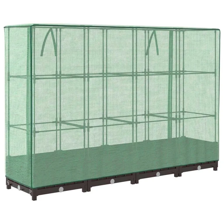 Hochbeet mit Gewächshaus Aufsatz 160x40x123 cm Rattan Optik Frühbeet für Tomaten Gemüse Kräuter, Stabiles PP Beet mit Eisenrahmen & Wasserdichter PE Abdeckung für Garten Balkon Terrasse – Bild 6