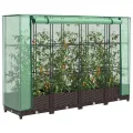 Hochbeet mit Gewächshaus Aufsatz 160x40x123 cm Rattan Optik Frühbeet für Tomaten Gemüse Kräuter, Stabiles PP Beet mit Eisenrahmen & Wasserdichter PE Abdeckung für Garten Balkon Terrasse - Thumbnail 1