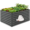 tectake® Hochbeet verzinkter Stahl, 200x100x62cm, abgerundete Kanten, 1200 L, mit Handschuhen, Gartenhochbeet, Pflanzbeet, Gemüsebeet, Kräuterbeet, Pflanzkasten, Gartenbeet, Blumenbeet, Metallhochbeet - Thumbnail 10