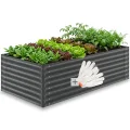 tectake® Hochbeet verzinkter Stahl, 200x100x62cm, abgerundete Kanten, 1200 L, mit Handschuhen, Gartenhochbeet, Pflanzbeet, Gemüsebeet, Kräuterbeet, Pflanzkasten, Gartenbeet, Blumenbeet, Metallhochbeet - Thumbnail 1