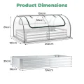HOMASIS 3 in 1 Gewächshaus mit Hochbeet, Foliengewächshaus mit PVC-Abdeckung, Frühbeet aus Metall, Tomatenhaus Treibhaus mit 2 Fenstern, Blumenkasten für Garten Balkon (Silber, 202 x 101 x 81 cm) - Thumbnail 3