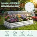 HOMASIS 3 in 1 Gewächshaus mit Hochbeet, Foliengewächshaus mit PVC-Abdeckung, Frühbeet aus Metall, Tomatenhaus Treibhaus mit 2 Fenstern, Blumenkasten für Garten Balkon (Silber, 202 x 101 x 81 cm) - Thumbnail 6