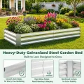 HOMASIS 3 in 1 Gewächshaus mit Hochbeet, Foliengewächshaus mit PVC-Abdeckung, Frühbeet aus Metall, Tomatenhaus Treibhaus mit 2 Fenstern, Blumenkasten für Garten Balkon (Silber, 202 x 101 x 81 cm) - Thumbnail 8