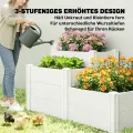 Outsunny Hochbeet 3-stufig Stapelbar Gartenbeet mit Offenem Boden, modulares Kräuterbeet DIY Montage Kunststoff Pflanzkasten Pflanzkübel für Garten Balkon 120 x 80 x 64 cm Weiß - Thumbnail 5
