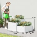 Outsunny Hochbeet 3-stufig Stapelbar Gartenbeet mit Offenem Boden, modulares Kräuterbeet DIY Montage Kunststoff Pflanzkasten Pflanzkübel für Garten Balkon 120 x 80 x 64 cm Weiß - Thumbnail 7