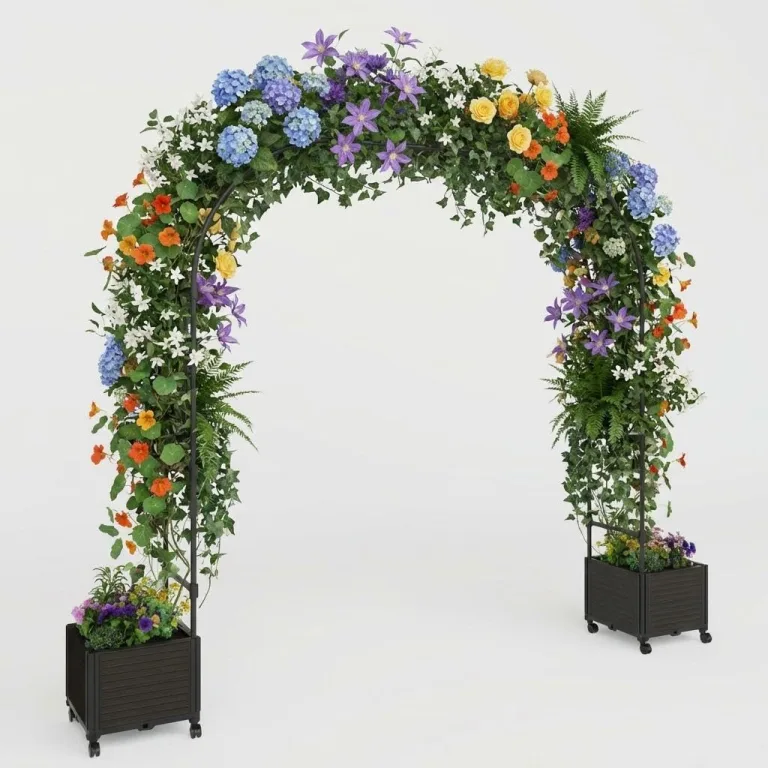 Gartenbogen Rankhilfe aus Metall für Kletterpflanzen – Stabiler Rosenbogen Garten, Rankbogen für Rosen, Clematis & Gemüse – Hochzeitsbogen, Ballonbogen, Foto Hintergrund für Party & Hochbeet, 220cm – Bild 1