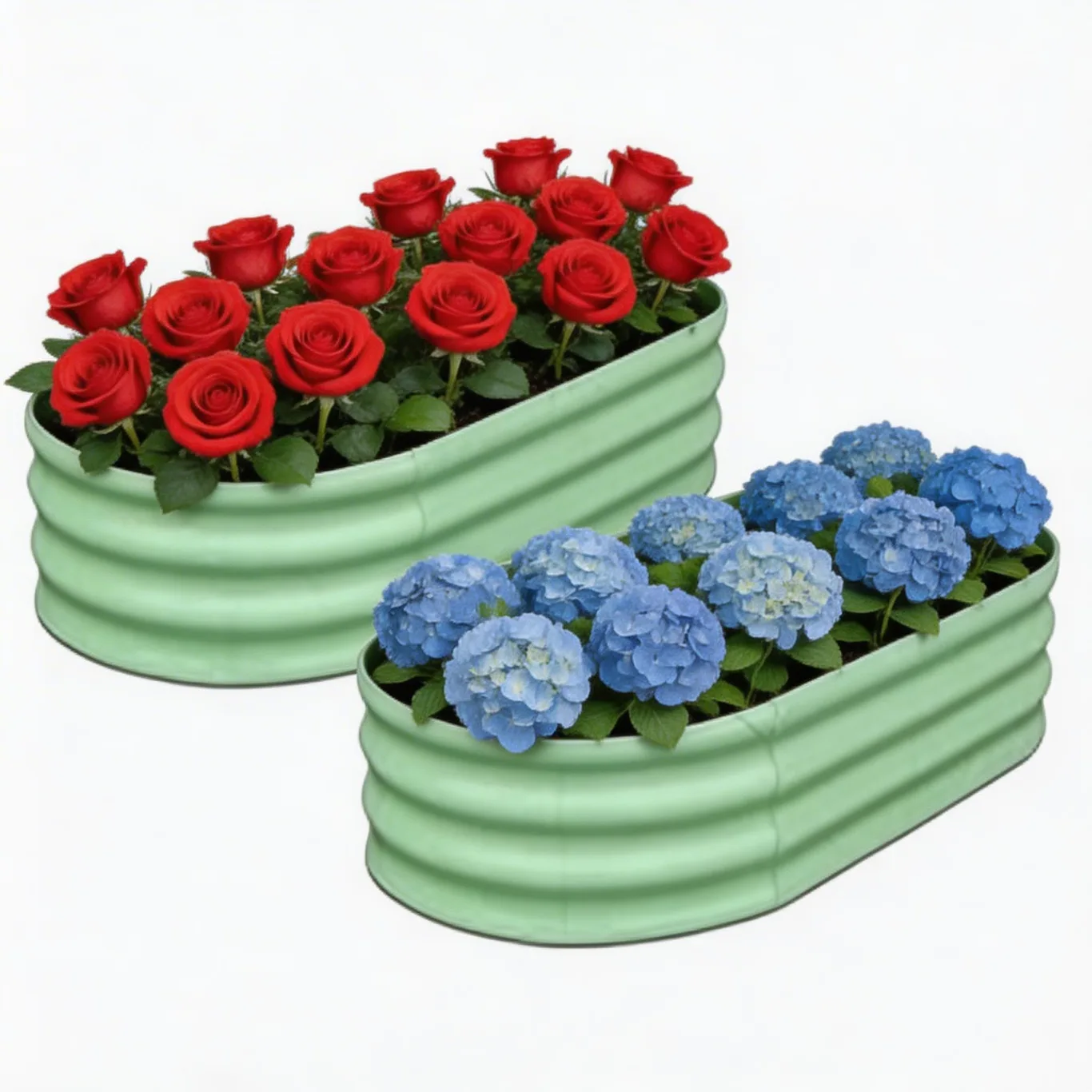 2er Set Verzinkte Stahl Hochbeete 120x60x60cm – Robustes Metall Hochbeet für Gemüse, Kräuter & Blumen – Rostbeständig, Ergonomische Höhe, Einfache Montage – Pflanzbeet Garten Outdoor, Grün - Bild 1